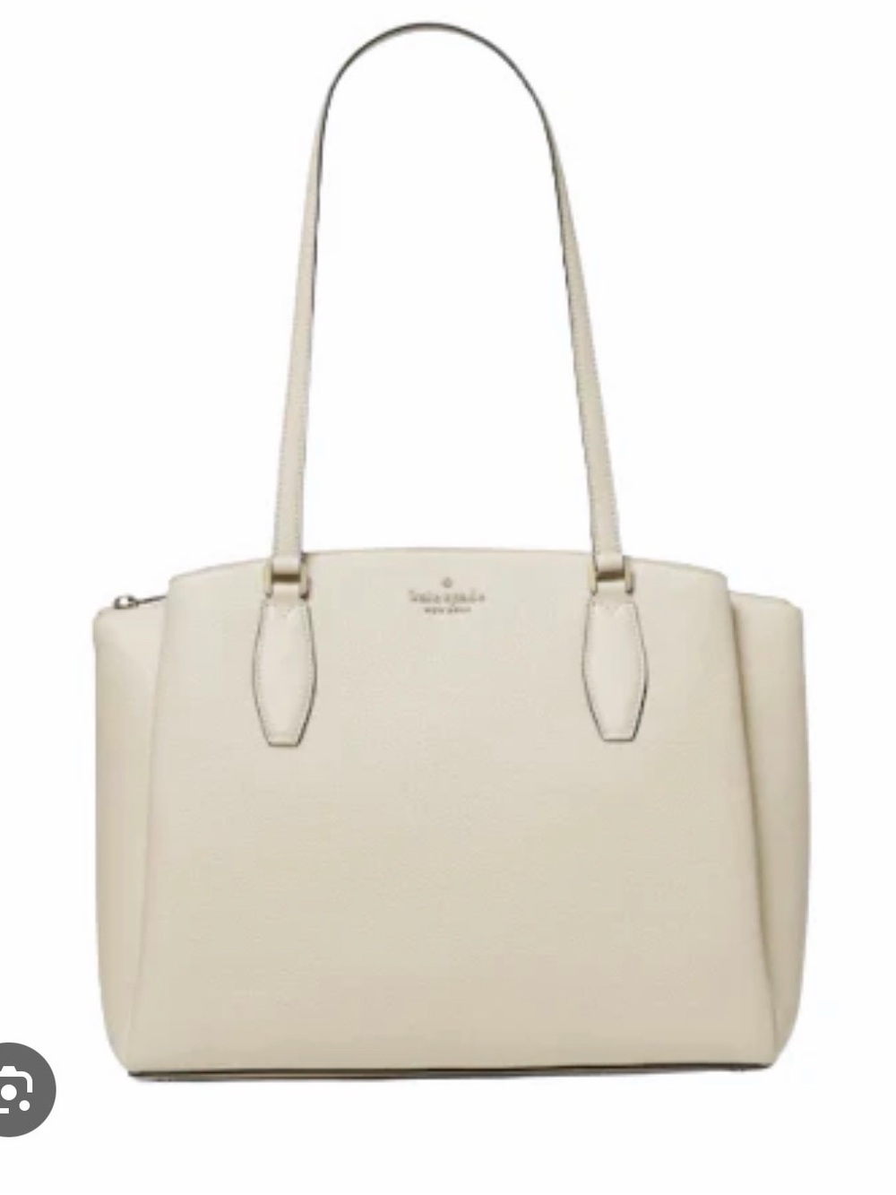 kate spade cream leather tote with gold logo hardware